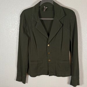 XCVI Army Green Mixed Media Snap Front Blazer Size Medium